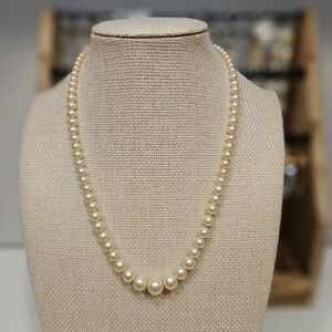 Elegant Cream Faux Pearl Necklace Classic Timeless Simple Women's Jewelry Fancy